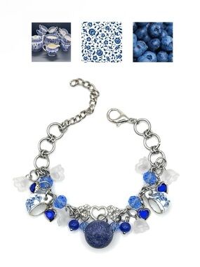 Blueberry Cottagecore Teacup Charm Bracelet